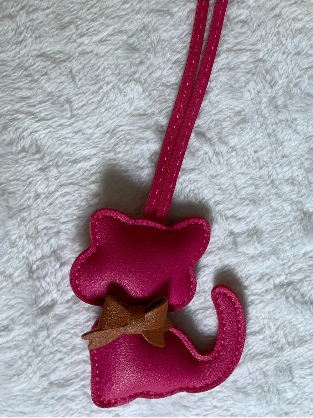 Pink Cat Bag Charm with Brown Bow